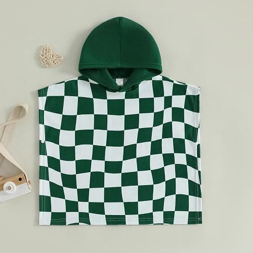 Baby Girls Boys Hooded Terry Beach Swimsuit Cover Up Toddler Baby Pool Bath Poncho Cloak Bathing Suit Cover-Up - Checkerboard Navy Green - 6-12 Months thumbnail 2