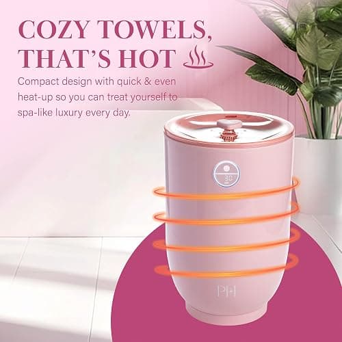 Paris Hilton 20L Luxury Towel Warmer, Built-In Aromatherapy Compartment, Touchscreen Control with Delay Start Timer and Preset Timers, Fits 2 Bath Towels or Throw Blanket, Pink thumbnail 2