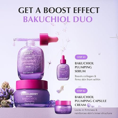 EQQUALBERRY Bakuchiol Plumping Face Serum - Retinol Natural Alternative for Sensitive Skin, with Niacinamide & Hyaluronic Acid, Pore & Wrinkle Korean Skin Care (1.01oz / 30ml) thumbnail 7