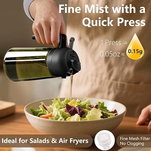 SWEET VIEW 2PCS Olive Oil Dispenser and Sprayer – 16oz/470ml Glass Light-Proof Pour Bottle, Kitchen Gadgets Accessories for Air Fryer, Cooking, Salad, and BBQ thumbnail 3