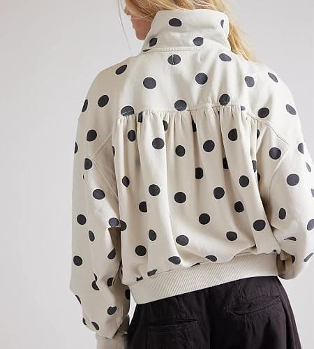 MSBESYOR Women’ Polka Dot Half Zip Sweatshirts Oversized Fleece Pullover Long Sleeve Quarter Zip Casual Hoodie with Pockets thumbnail 5