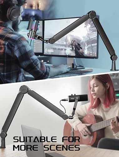 FIFINE Mic Boom Arm, Microphone Stand with Cable Management Channel, Fully Adjustable, Heavy Duty Metal Mic Stand with Desk Mount Clamp for Podcast Recording Home Office-BM66 - BM66 Black thumbnail 7