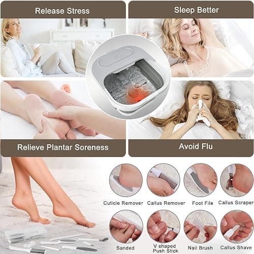 UNIFULL Collapsible Foot Spa Bath with Heat and Massage Rollers, Bubble, Foot Pedicure Kit, Temperature Control, Red Light, Pedicure Foot Spa, Foot Bath thumbnail 5