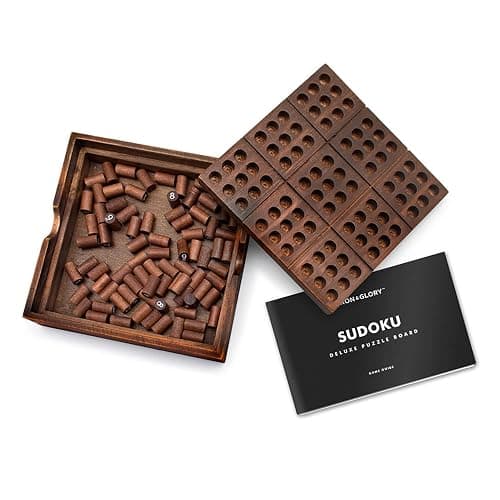 Iron & Glory Wooden Sudoku Board Game - Wooden Sudoku Puzzle - Brain Teaser Games For Adults - Portable Travel Games - Family Board Game - Puzzle Gifts For Men - Wood Pegs & Guide - Image 1