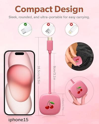USB C SD Card Reader for iPad, 2-in-1 Memory Card Reader USB C Adapter, Compact Design, Compatible with iPad Pro, MacBook, Samsung Galaxy S20-S24, and Other Type-C Devices (8cm,Pink) thumbnail 7