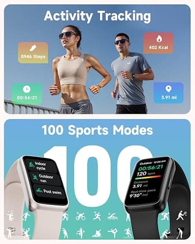 TOOBUR Fitness Tracker Watch, NO APP NO Phone Required, 3ATM Waterproof, Heart Rate/Body Energy/Sleep Monitor, 100 Sports Modes, Step Counter Pedometer Watch, Activity Tracker for Men Women, Black thumbnail 3