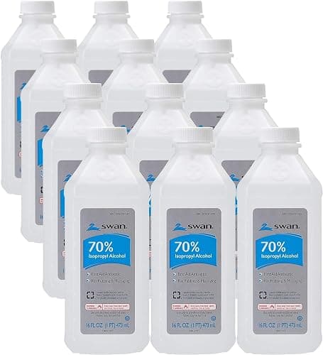 Swan 70% Isopropyl Rubbing Alcohol, 16 Oz. Bottle, Box of 12 - Image 1