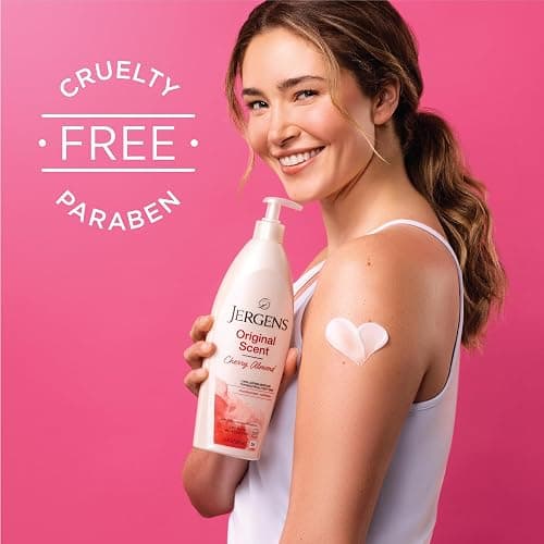 Jergens Original Scent Dry Skin Body Lotion, Hand and Body Moisturizer, Cherry Almond Essence, Dermatologist Tested, 32 Oz thumbnail 2