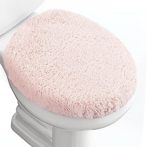 Baahrnom Luxury Soft Microfiber Toilet Lid Cover Machine Washable Solid Toilet Seat Cover 17.5" x 15" Adjustable Rubber Backing Fits Most 16-17.5" L x 14-16" W Round Oblong and Elongated Toilet Seat - Image 1