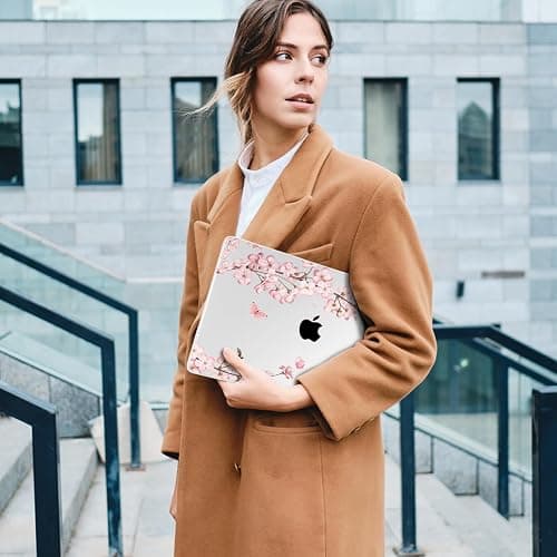 MecBevia Compatible with MacBook Air 13.6 inch Case, M4 A3240/M3 A3113/M2 A2681 (Released 2025 to 2022), Hard Shell, Keyboard Cover, Screen Protector, Webcam Cover & Type-C Adapter, Butterflies Sakura thumbnail 8