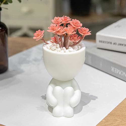 HEYO-YEPY 3PCS Cute Artificial Plant Office Decor for Women and Men, Aesthetic Desk Plant Decor for Office and Home, Potted Small Fake Plants for Indoor Decoration, White Pots Pink Plants thumbnail 2