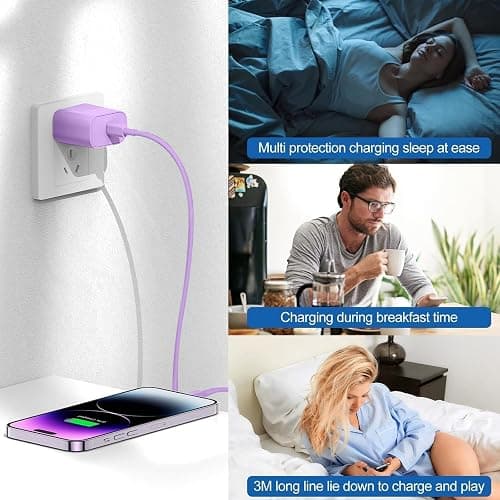 iPhone Fast Charger,Type C Wall Charger Block Plug and 10ft USB C to Lightning Charging Cable Cord Long,Power Adapter Cube Brick Box for Apple iPhone 14 Pro Max/14 Plus/14/13/12 Mini/11/XS Max/XR/iPad thumbnail 7