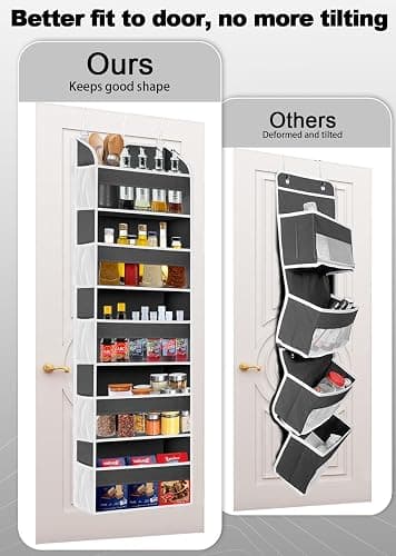 TAHAVICE 1 Pack Over The Door Organizer Storage, Hanging Organizer Closet with 5 Large Pockets 10 Mesh Pockets, 44 lbs Weight Capacity, Behind Door Storage for Nursery Bedroom Bathroom (Dark Grey) thumbnail 3