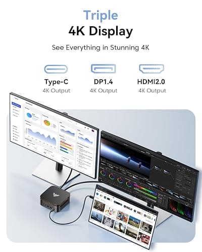 KAMRUI Pinova P1 Mini PC Computer, AMD Ryzen 3300U Processor, 16GB DDR4 RAM 256GB M.2 SSD, Mini Desktop Computer Support Triple 4K, USB-C, WiFi, Bluetooth, Ethernet, HTPC for Business, Education, Home thumbnail 6