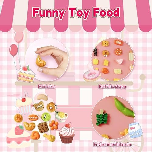 CIYOJA 50 Pack Mini Food Blind Bags for Kids - Small Dollhouse Accessories & Party Favors Set with Tiny Resin Food Toys, Perfect for Pretend Cooking Games, Miniature Kitchen Play & Collecting thumbnail 5