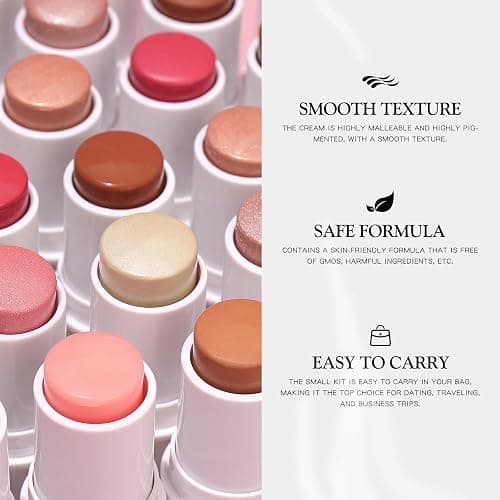 bayfree 3 PCS Makeup Cream Contour Stick Set, Highlighter & Bronzer & Blush Stick, Long Lasting, Natural Face Contour, Dewy & Matte Finish, Multi Stick Trio for All Skin thumbnail 3