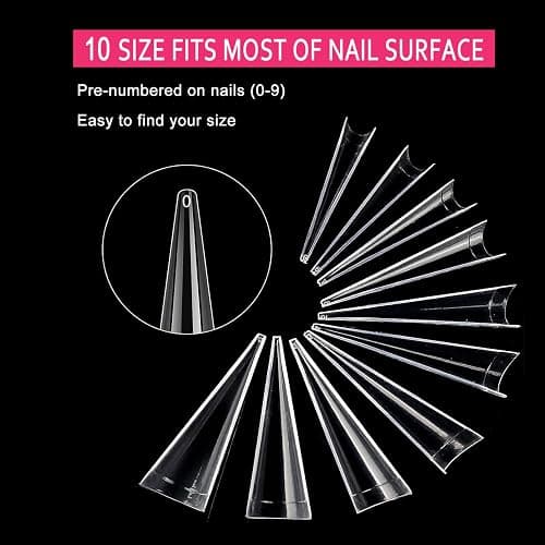 Stiletto Nail Tips, XL Half Cover Clear Stiletto Shape Tips | SWETIDY 500PCS XL Stiletto Shape Pointed Nails for Halloween Salon and Home DIY 10 Sizes with Box thumbnail 4