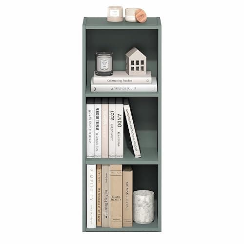 Furinno LUDER Book Shelf, 3-Cube Bookshelf, Bookcase with Open Shelves, 9.3 x 12 x 31.5, Easy Assembly, for Living Room, Bedroom, Home Office, Sage Green thumbnail 5