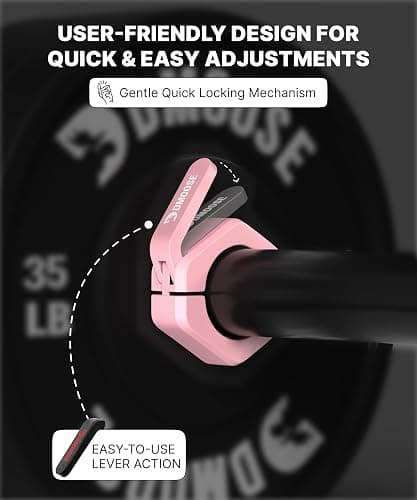 DMoose Fitness Barbell Clips 2 Inch (Pair) - Quick Release Olympic Barbell Clamps & Collars with Anti Slip TPR Grip for Secure Weightlifting and Powerlifting - Weight Clips for Bars at Home or Gym thumbnail 6