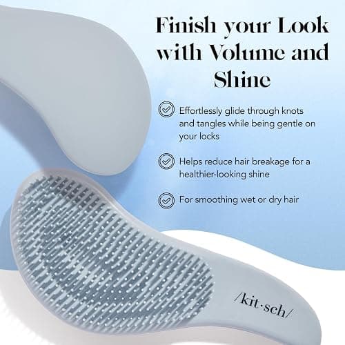 Kitsch Detangler Brush – Gentle Curly Hair Brush with Flexible Bristles for All Hair Types - Wet or Dry | Detangling Hair Brushes for Women & Men, Adults & Kids - Haze Blue thumbnail 3