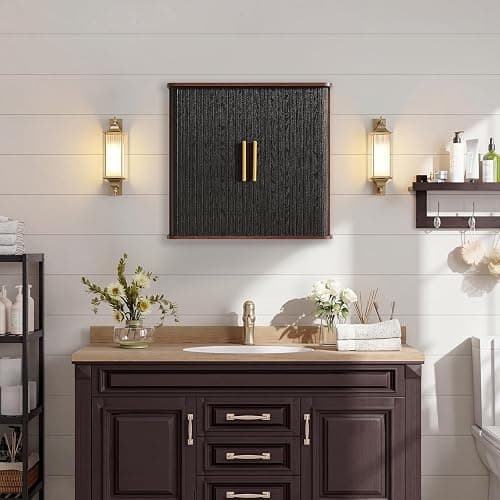 Furnaza Laundry Room Wall Cabinet with Fluted Sliding Door, 29.5" W Bathroom Medicine Cabinet with Adjustable Shelf, Wall Mounted Storage Cabinet for Living Room Kitchen, 11.7" D x 29.5" W x 27.68" H thumbnail 2