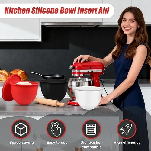 Silicone Bowl Insert for Kitchen Aid, Bowl Liners Silicone Bowl Liner for Kitchenaid Mixer Bowls 5 Qt Tilt Head Mixing, Replacement Accessories Mixaid Baking Cooking No Needed (3PCS) thumbnail 4