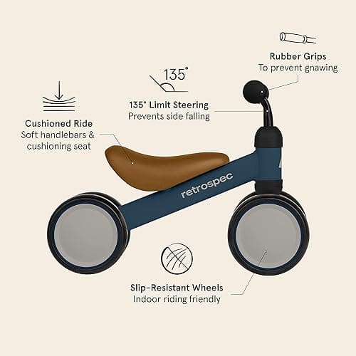 Retrospec Cricket Baby Walker Balance Bike with 4 Wheels for Ages 12-24 Months - Baby Toys & Toddler Toys for 1 Year Olds - Ride On Bicycle - Boys & Girls - Matcha Bloom - One Size thumbnail 3