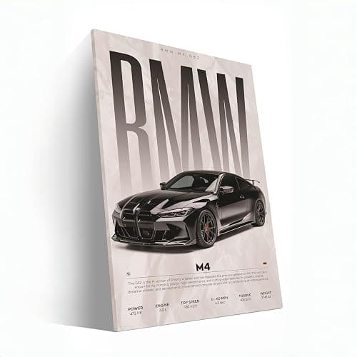 Supercar Poster M4 Poster Racing Wall Art Painting Canvas Birthday Gift Prints House Decor Framed or Frameless (White, 12L x 18W, Unframed) thumbnail 2