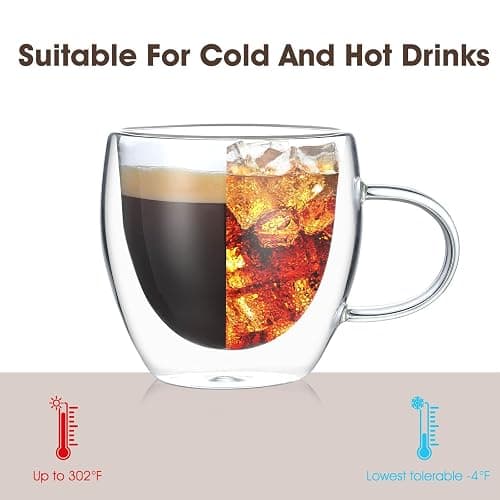 VENVENWEAVS Espresso Cups Set Of 4,Double Wall 5OZ Hand Blown coffee Shots Glass,Espresso Coffee Mugs In Gift Box,Perfect For Espresso,Latte,Cappuccinos,Tea Bag,Juice thumbnail 5