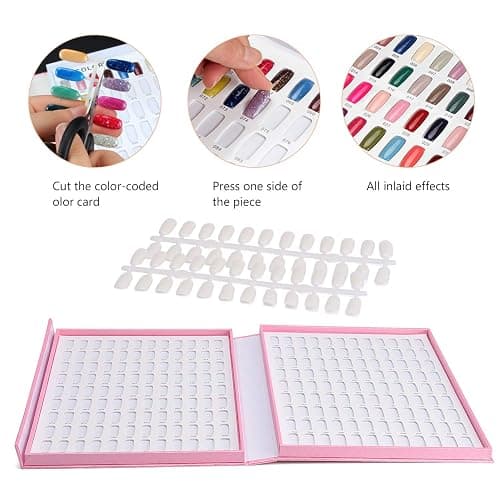 Noverlife 216 Nail Colors Chart Display, Nail Gel Polish Display Book with 216 False Nail Tips, Professional Salon Nail Color Swatches Nail Practice Card Board thumbnail 3