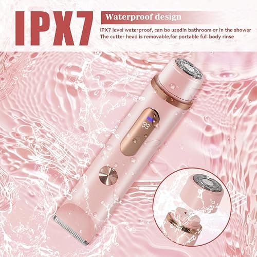 Bikini Trimmer for Women 2in1 High Power Epilators Hair Removal Waterproof Electric Razors Women's Electric Razor Pubic Hair Trimmer Shaver for Women for Ladies Pubic, Face, Underarms, Legs (Pink) thumbnail 6
