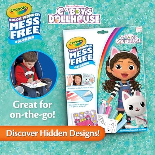 Crayola Gabbys Dollhouse Color Wonder Activity Set, Mess Free Coloring Pages for Toddlers, No Mess Activity, Toys & Gifts for Kids thumbnail 4