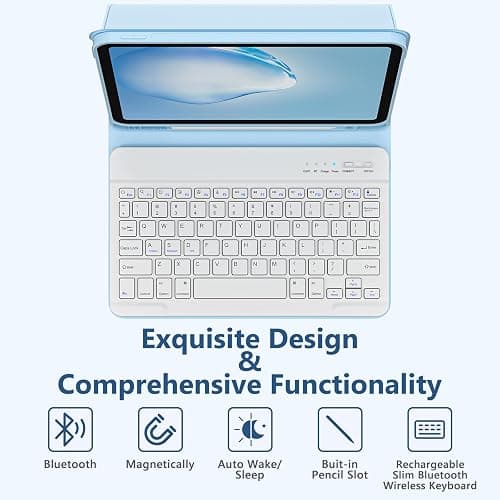 BQSS for iPad Air 11 Inch Case with Keyboard M4/M3/M2 (2026/2025/2024), Keyboard Case for iPad Air 10.9 Inch 5th/4th Generation (2022/2020) Detachable for iPad Pro 1st Case with Pencil Holder Blue thumbnail 3