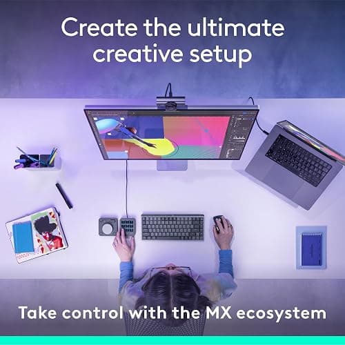 Logitech MX Creative Console - 9 Customizable LCD Keys, Control Dial for Graphic Design, Video Editing, Control Adobe, Zoom, Spotify and More - Graphite, with 3-Month Adobe Creative Cloud Membership - Graphite thumbnail 9