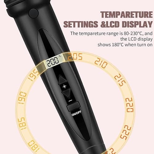 Curling Wand Curling Tongs - New Upgraded 5 in 1 Hair Curler with LCD Display and 5 Interchangeable Ceramic Barrel, Curling Iron Set for Long/Short Hair, with Adjustment Temp/Heat Resistant Glove thumbnail 3