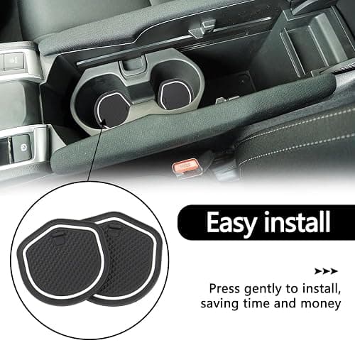 Cup Holder Insert with Coaster Accessories for Honda Civic 2016-2021 Lx Ex Si Sport Hatchback Coupe Sedan Insight Center Console Drink Bottle Cup Holder(Black with White Coaster) thumbnail 4