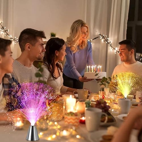 Sensory Fiber Optic Lamp - LED Color Changing with Cone Base - Fiber Optic Lights with Battery Powered - Calming Mood Night Light … thumbnail 7