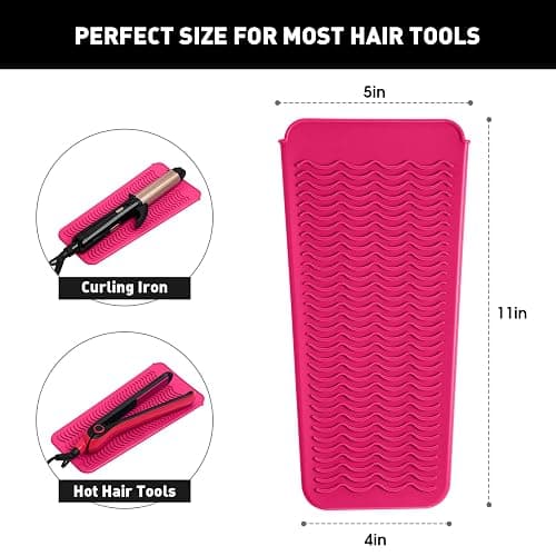 ZAXOP Resistant Silicone Mat Pouch for Flat Iron, Curling Iron,Hot Hair Tools (Hotpink) thumbnail 2