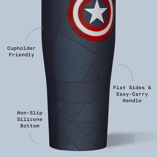 Corkcicle Protein Shaker - Built-In Agitator & Fruit Strainer Lid - 30oz - Captain America thumbnail 5