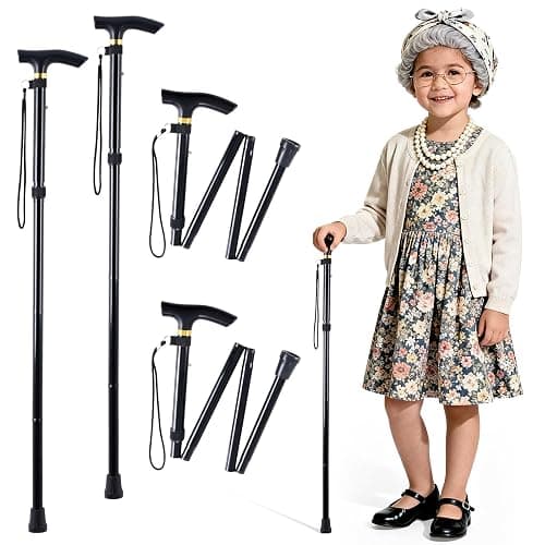 2 Pcs 100 Days Cane, 33 in Costume Walking Cane, Black Adjustable Walking Stick, Funny Old Age Costume Accessories, Halloween Cosplay Cane Prop for Dress Up Retirement Party Adults Gift - Image 1