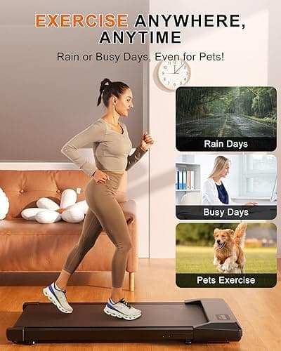 SupeRun Walking Pad, Under Desk Treadmill, 3 in 1 Portable Treadmill with Remote Control LED Display, 2.5 HP Quiet Walking Jogging Machine for Office Home Use, 250 Lbs Capacity - 10-Black thumbnail 6