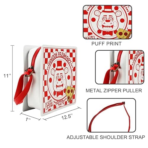 Five Nights At Freddy's Freddy Fazbear's Pizza Box White 12.5" Novelty Crossbody Bag thumbnail 4