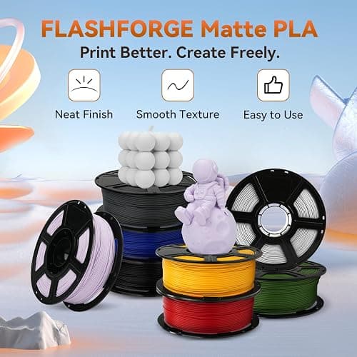 FLASHFORGE PLA Filament 1.75mm +/- 0.02mm, Matte Black 3D Printer Filament 1kg (2.2lbs) Spool, Excellent Printing Performance, Easy to Use for Most FDM 3D Printers thumbnail 2