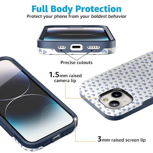 Casely iPhone 15 Case | Lovebug | Blue Hearts | Bold Protective Case Design | Compatible with MagSafe thumbnail 3