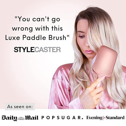 Lily England Paddle Hair Brush for Women with All Hair Types - Professional Hairbrush for Blow Drying, Detangling & Straightening - Smooth Brush with Gel Handle for Easy Grip, Rose Gold-White thumbnail 3