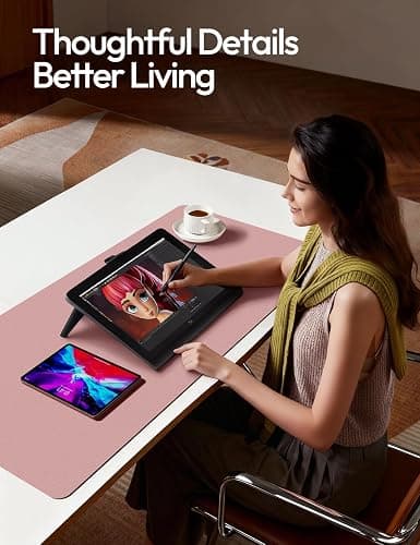 YSAGi Leather Desk Protector, Office Mat, Large Mouse Mat, Non-Slip PU Leather Blotter, Laptop Desk, Waterproof Writing Pad for Office and Home (Pale Mauve, 35.4" x 17") thumbnail 3