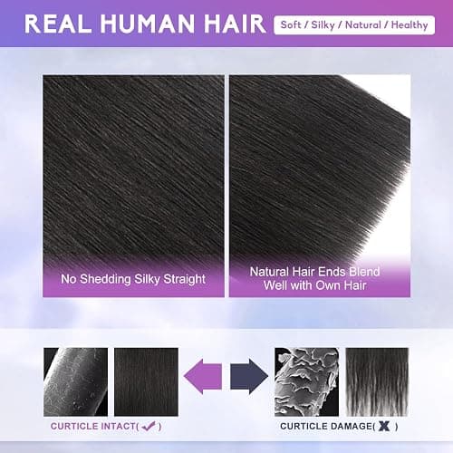 ZNXDJXE Clip in Hair Extensions Real Human Hair, 18 Inch 100g/3.6oz, 1B Natural Black, Invisible Seamless Straight Remy Human Hair Extensions Cip ins for Women 8pcs Per Set with Double Weft thumbnail 3