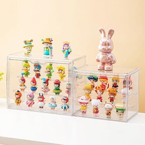 Acrylic Display Cases for Collectibles, 3 Tier Clear Shelf Boxes for Figures, Miniature Dustproof and Stackable Action Figure Display Case (1, Large) thumbnail 7