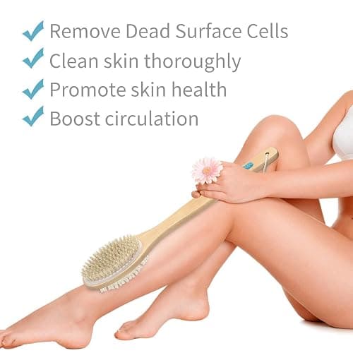 Metene Shower Brush with Soft and Stiff Bristles, Bath Dual-Sided Long Handle Back Scrubber Body Exfoliator for Wet or Dry Brushing - 1 Count (Pack of 1) thumbnail 7