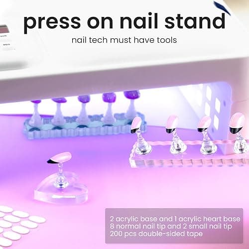ESUOHYM Nail Stand For Press On Acrylic Strong Magnetic Nail Holder Kit For Painting Nails Tip Arts Display With 200PCS Double-Sided Tape And 1 Heart Shaped Acrylic Magnetic Presson Stands Nail Art Supplies thumbnail 9